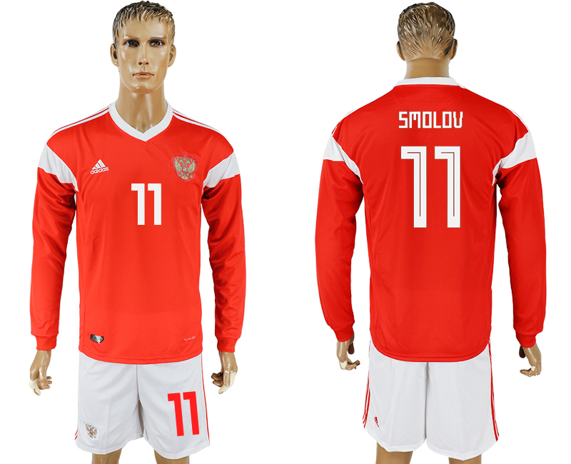 Maillot de foot RUSSIA LONG SLEEVE SUIT #11 SMOLOV  2018 FIFA WO